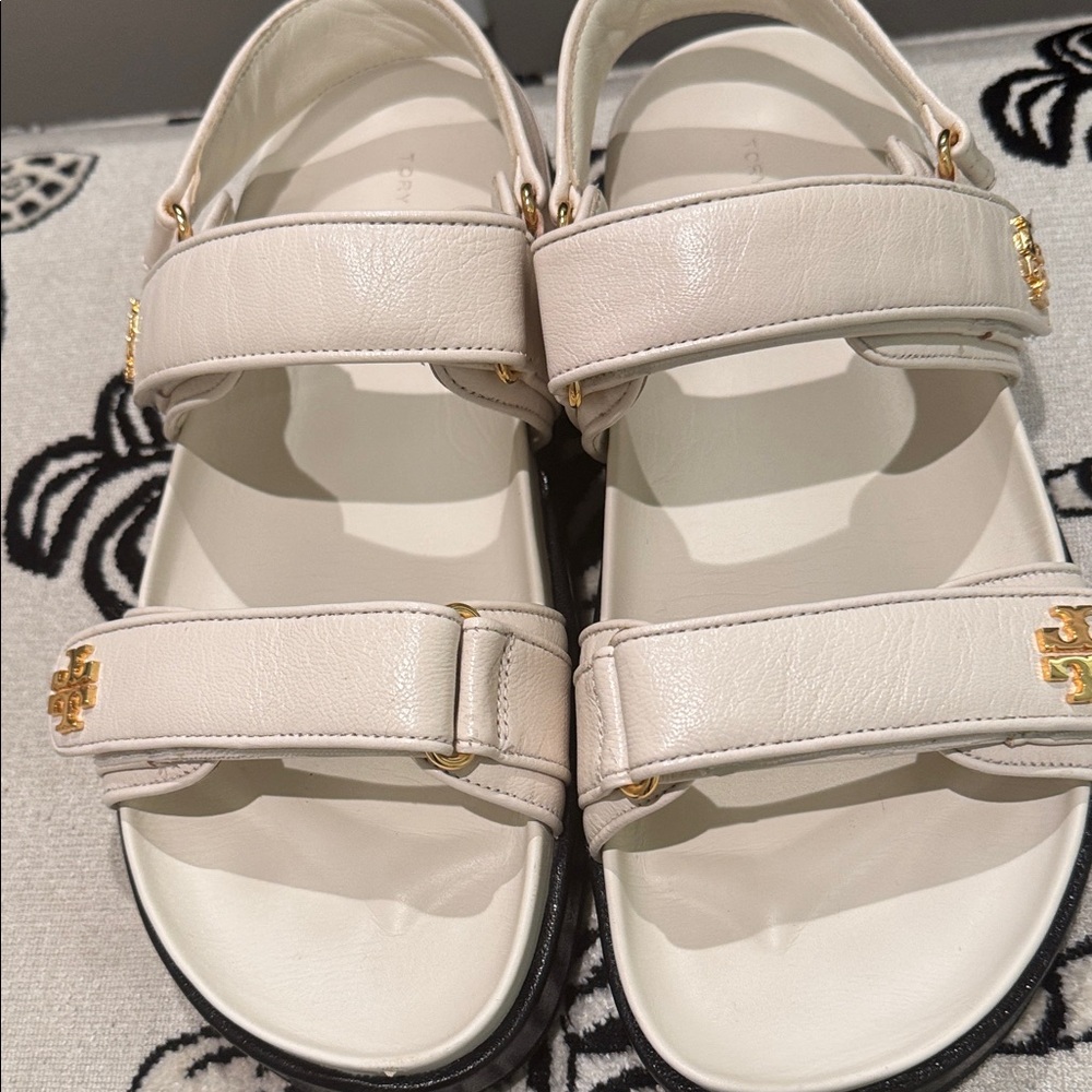 Tory Burch Cream Sandals with Velcro Straps